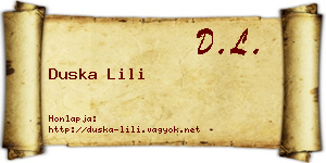 Duska Lili névjegykártya